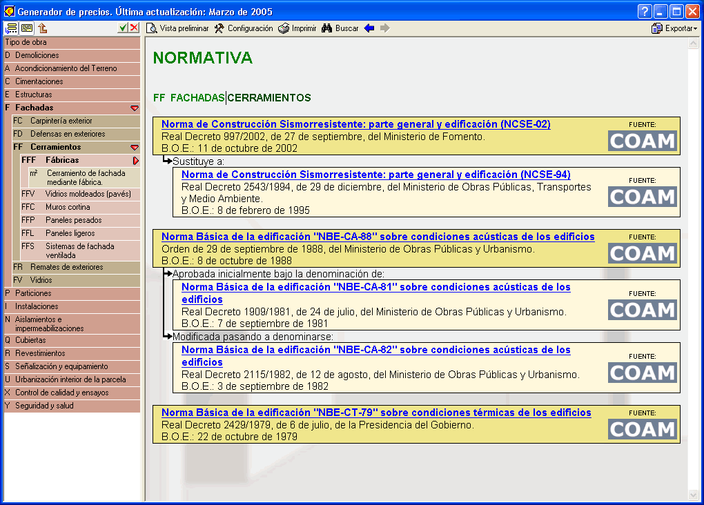 Generador de Precios. Normativa en formato PDF