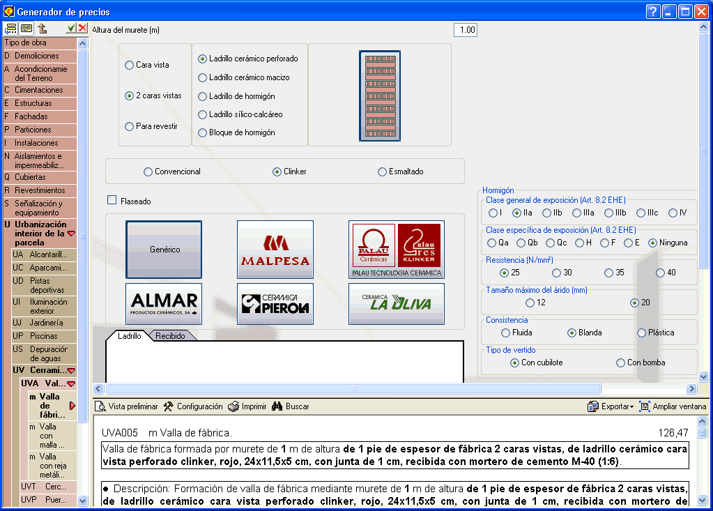 Generador de Precios. Nuevos materiales