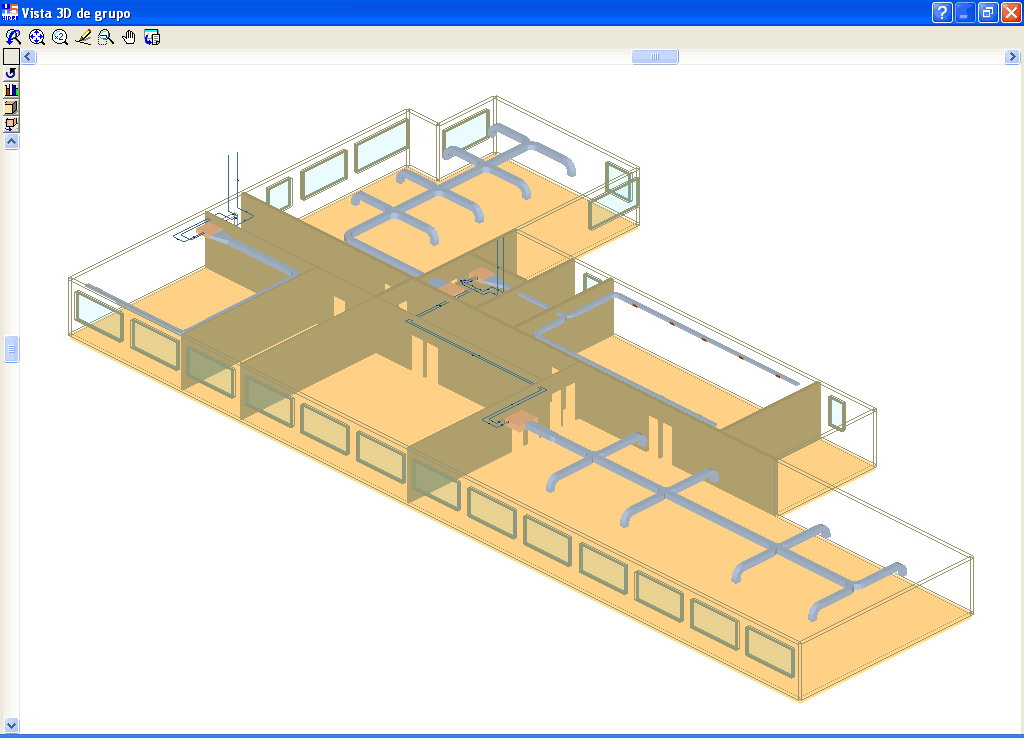 Instalaciones de Edificios. Vista 3D de la planta