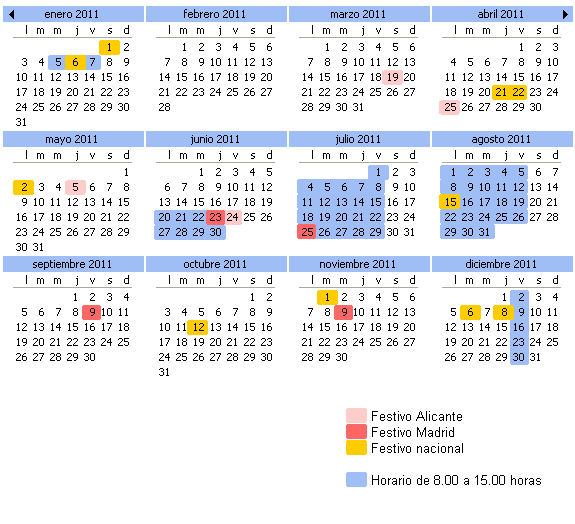 Calendario laboral de CYPE Ingenieros