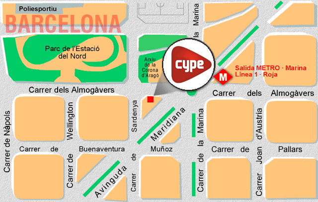 Plano de situaci&oacute;n de CYPE Ingenieros en Barcelona